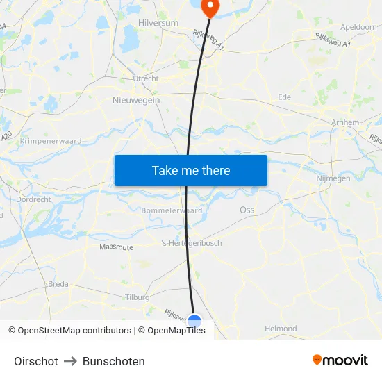 Oirschot to Bunschoten map
