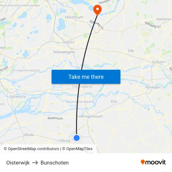 Oisterwijk to Bunschoten map