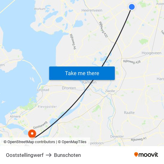 Ooststellingwerf to Bunschoten map