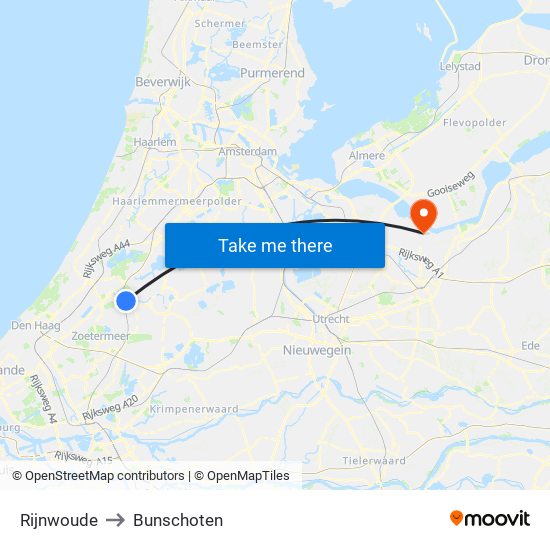 Rijnwoude to Bunschoten map