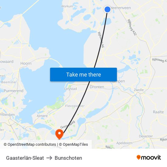 Gaasterlân-Sleat to Bunschoten map