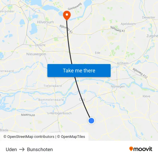 Uden to Bunschoten map