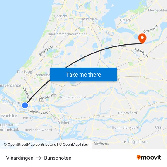 Vlaardingen to Bunschoten map