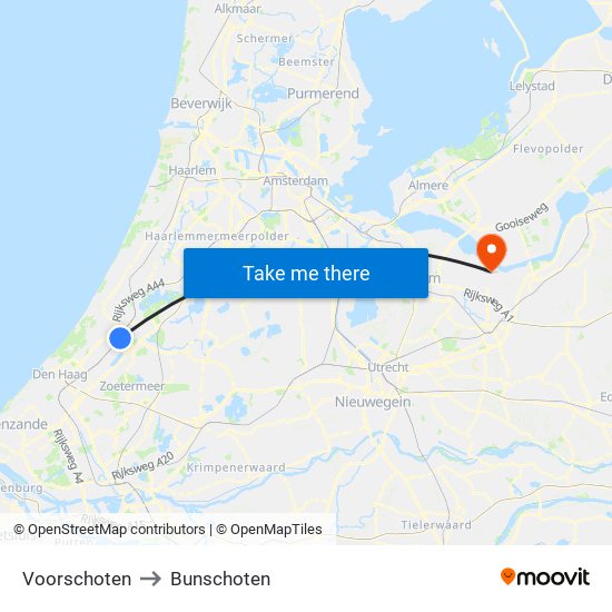 Voorschoten to Bunschoten map