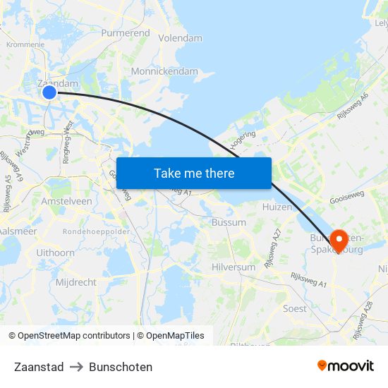 Zaanstad to Bunschoten map