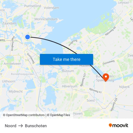 Noord to Bunschoten map