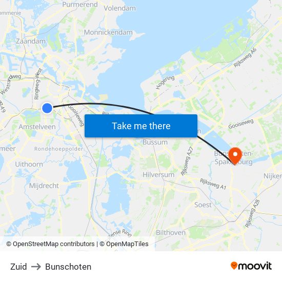 Zuid to Bunschoten map