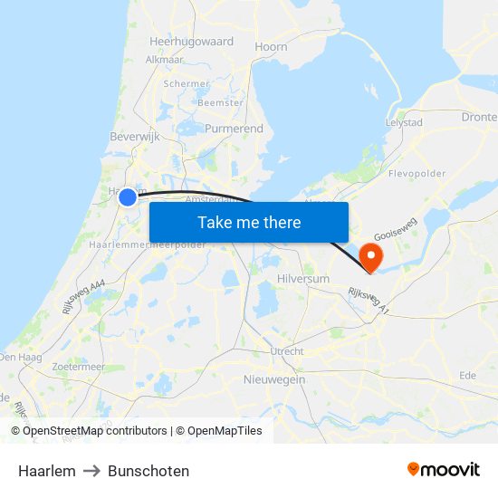 Haarlem to Bunschoten map