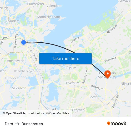 Dam to Bunschoten map