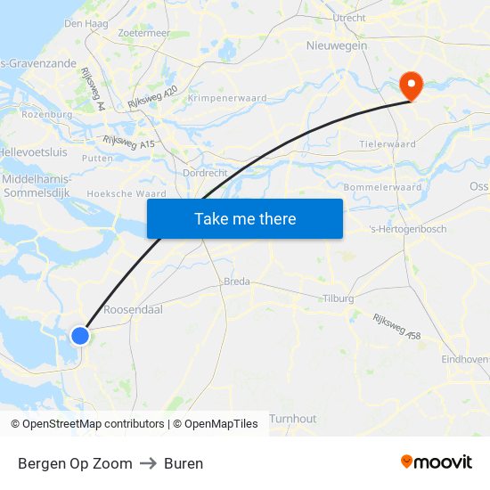 Bergen Op Zoom to Buren map