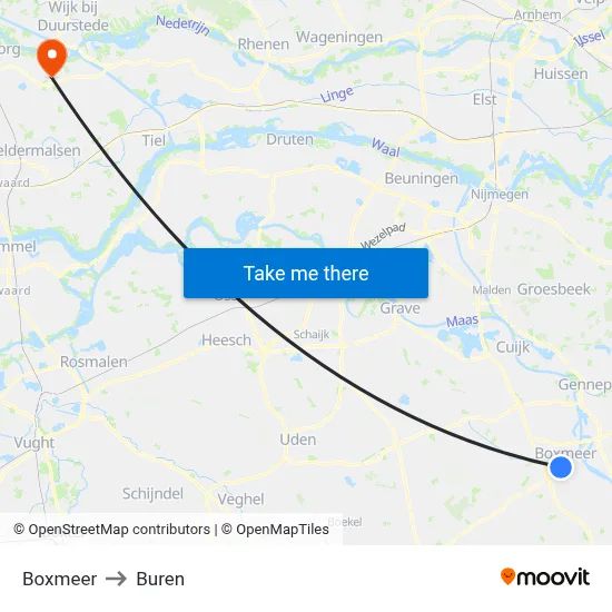 Boxmeer to Buren map