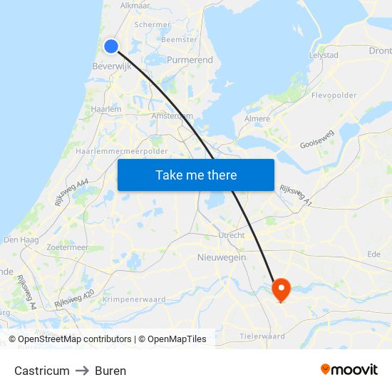 Castricum to Buren map