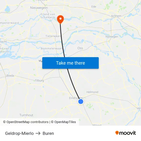 Geldrop-Mierlo to Buren map