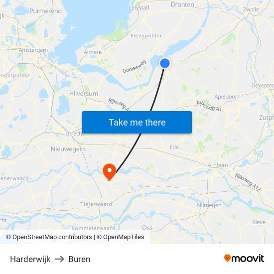 Harderwijk to Buren map