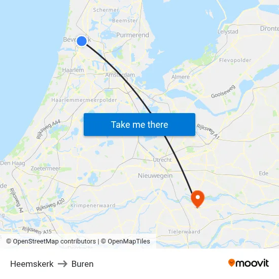 Heemskerk to Buren map
