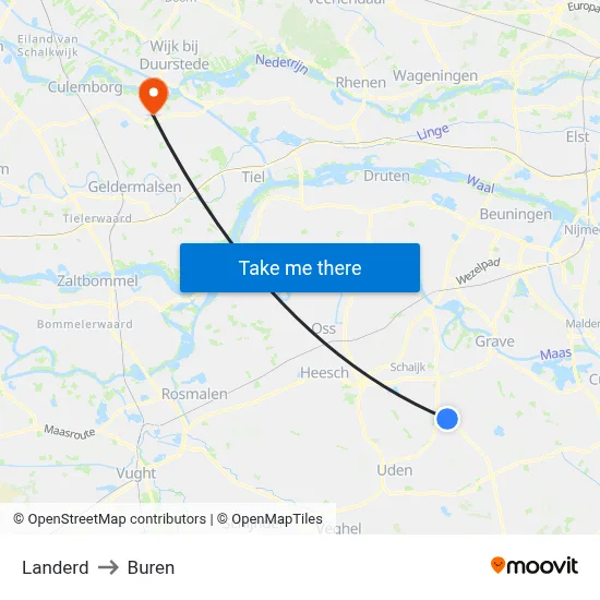 Landerd to Buren map