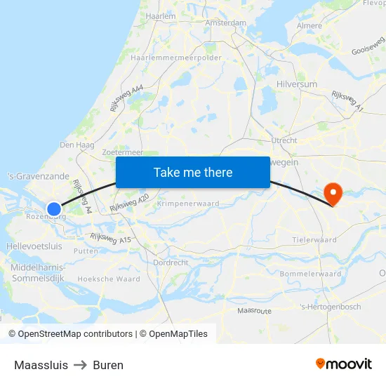 Maassluis to Buren map