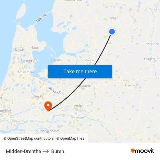 Midden-Drenthe to Buren map