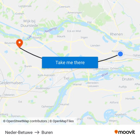 Neder-Betuwe to Buren map