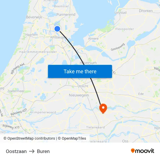 Oostzaan to Buren map