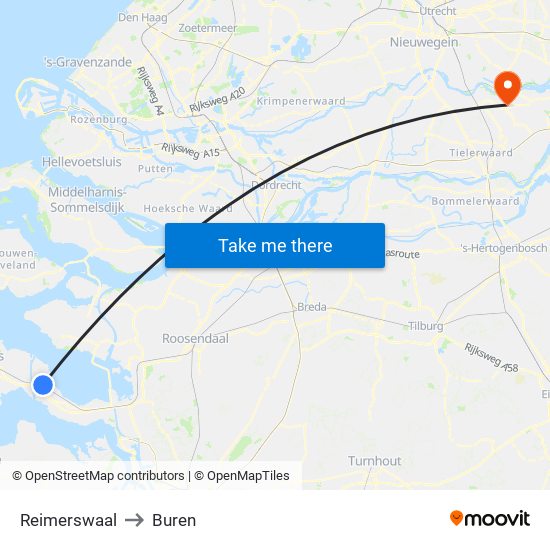 Reimerswaal to Buren map