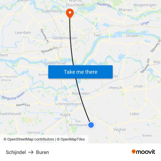 Schijndel to Buren map