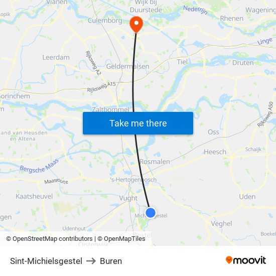 Sint-Michielsgestel to Buren map