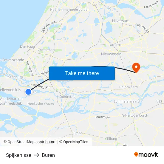 Spijkenisse to Buren map
