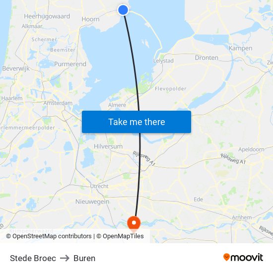Stede Broec to Buren map