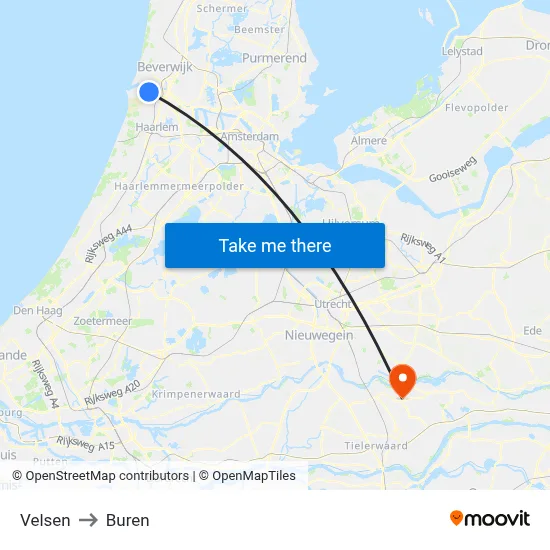 Velsen to Buren map