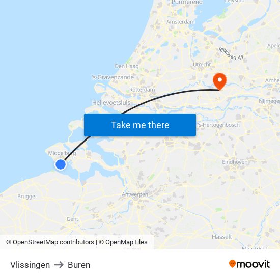 Vlissingen to Buren map