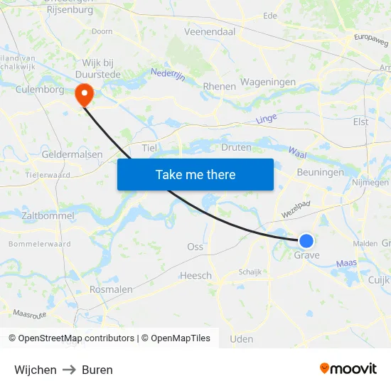Wijchen to Buren map