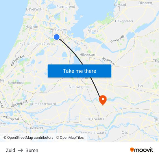 Zuid to Buren map