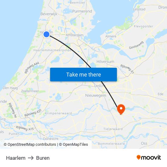 Haarlem to Buren map