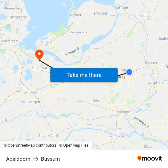 Apeldoorn to Bussum map