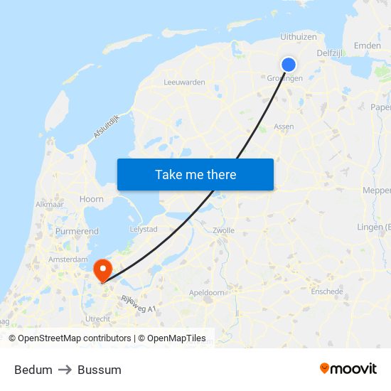 Bedum to Bussum map