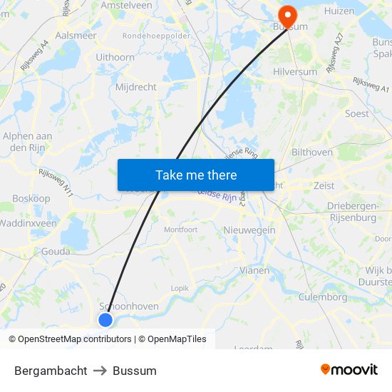 Bergambacht to Bussum map