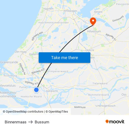 Binnenmaas to Bussum map