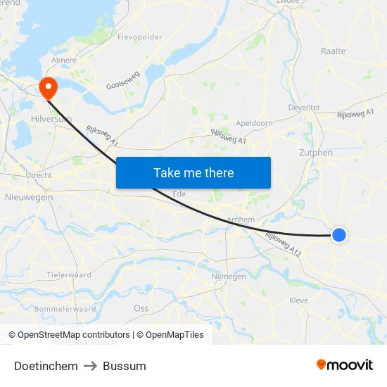 Doetinchem to Bussum map