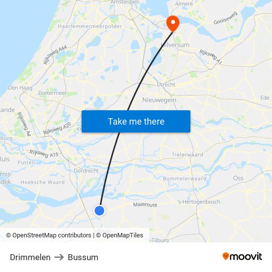 Drimmelen to Bussum map