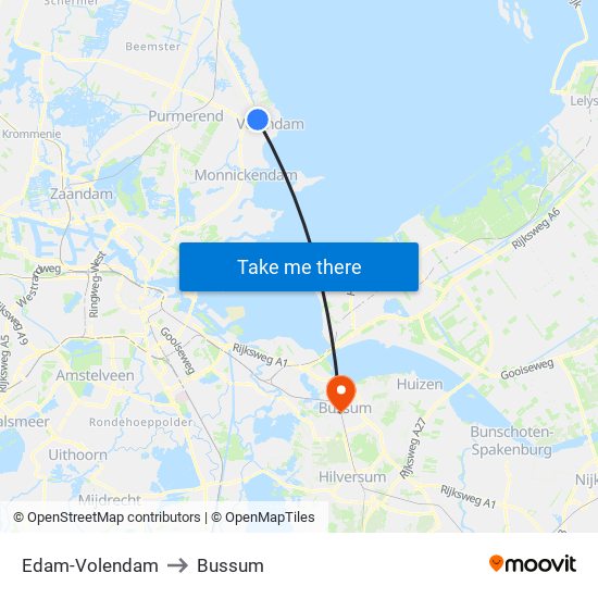 Edam-Volendam to Bussum map