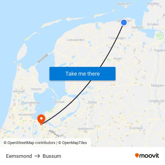 Eemsmond to Bussum map