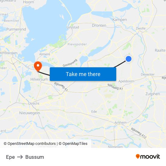 Epe to Bussum map