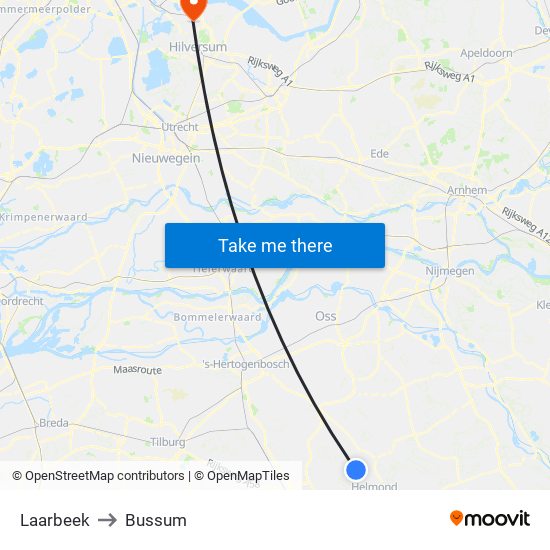 Laarbeek to Bussum map