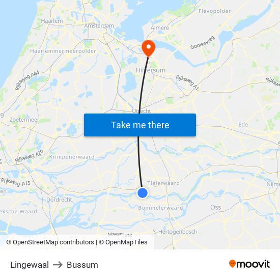 Lingewaal to Bussum map