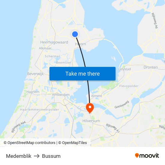 Medemblik to Bussum map