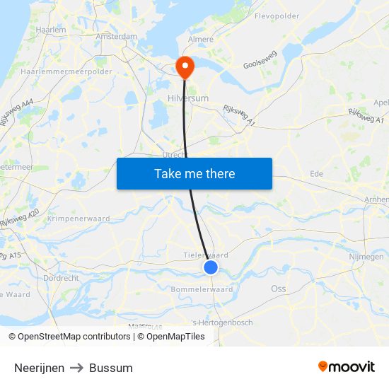 Neerijnen to Bussum map