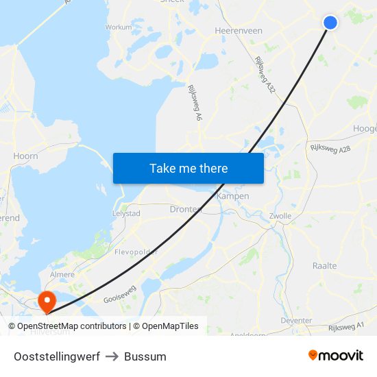 Ooststellingwerf to Bussum map