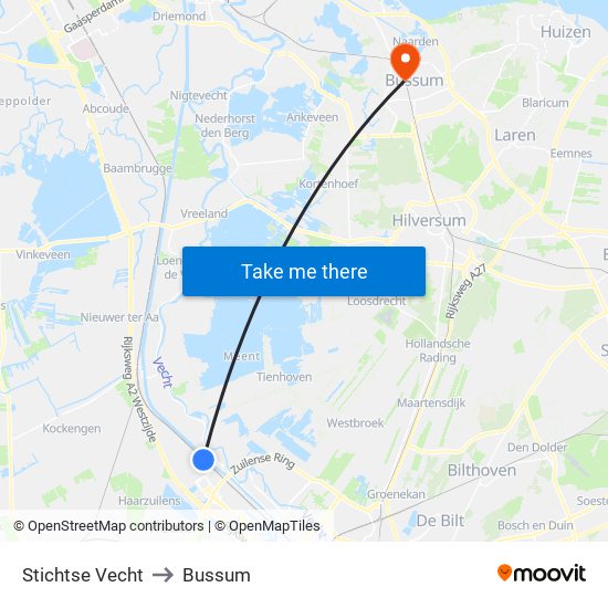Stichtse Vecht to Bussum map