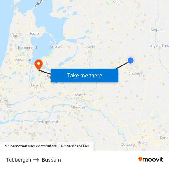 Tubbergen to Bussum map